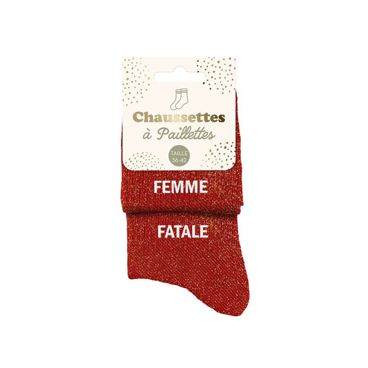 Chaussettes paillettes duo "FEMME FATALE"