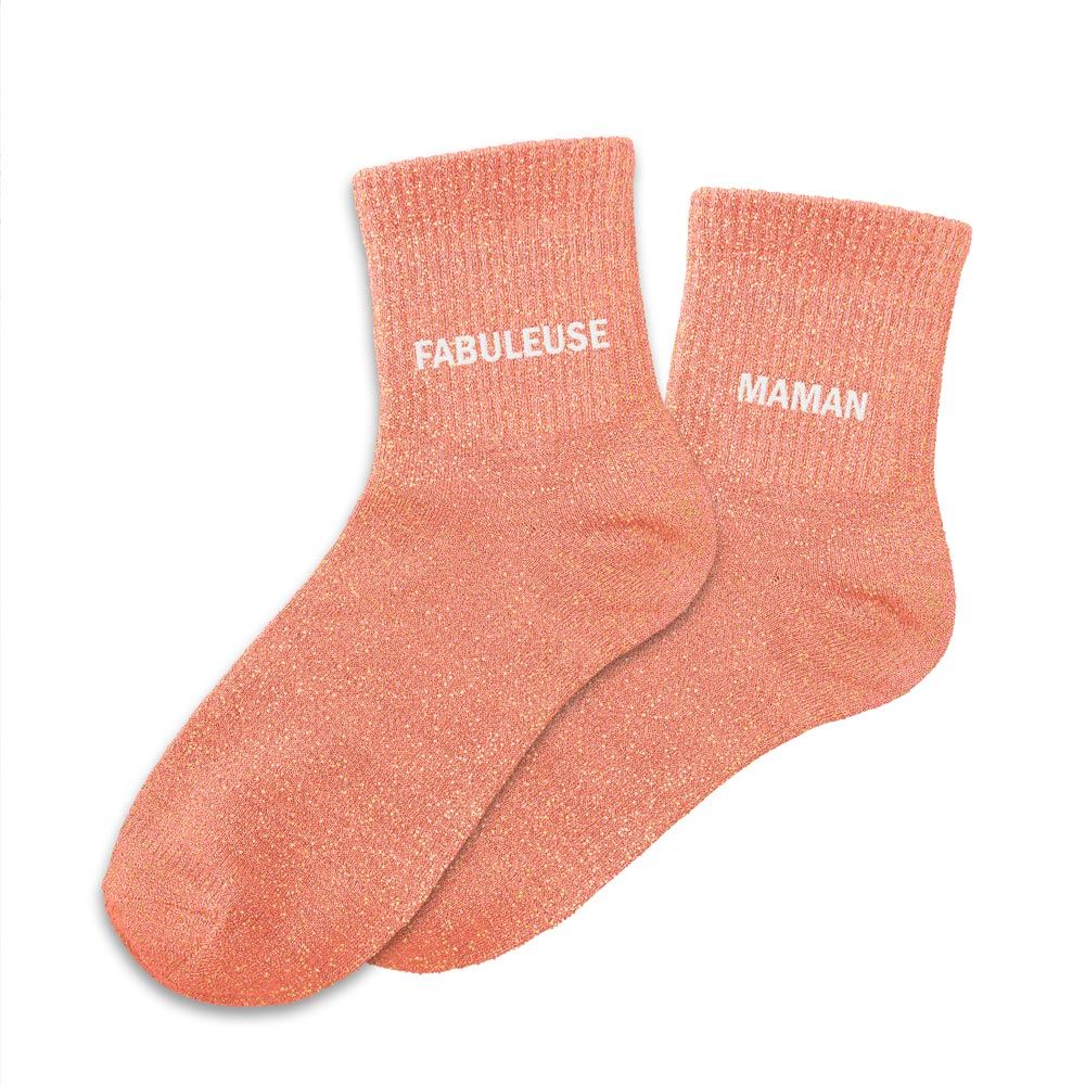 Chaussettes paillettes duo "FABULEUSE MAMAN"