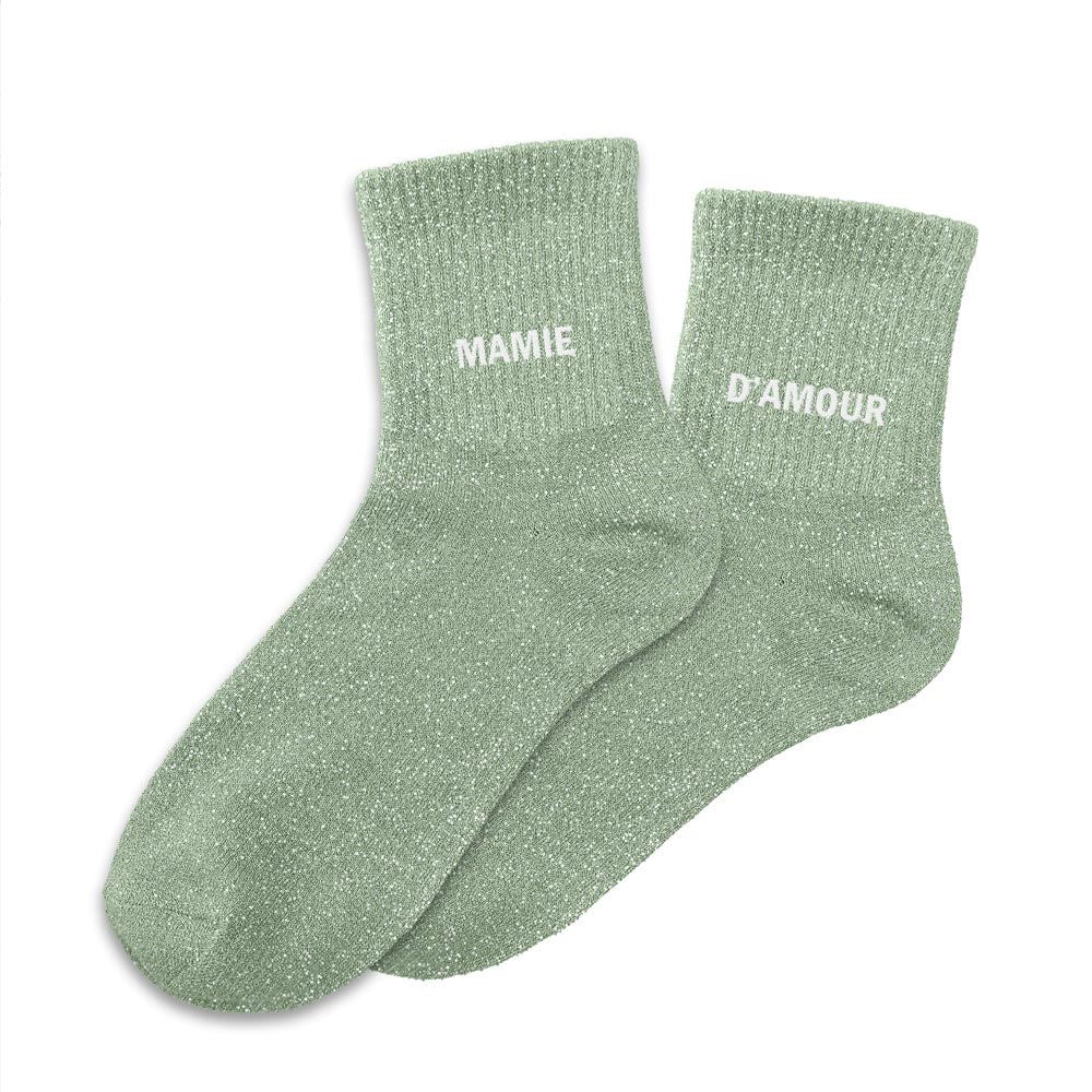 Chaussettes paillettes duo "MAMIE D'AMOUR"