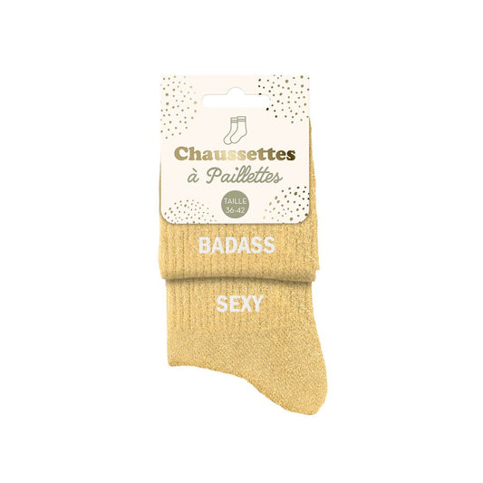 Chaussettes paillettes duo "BADASS SEXY"