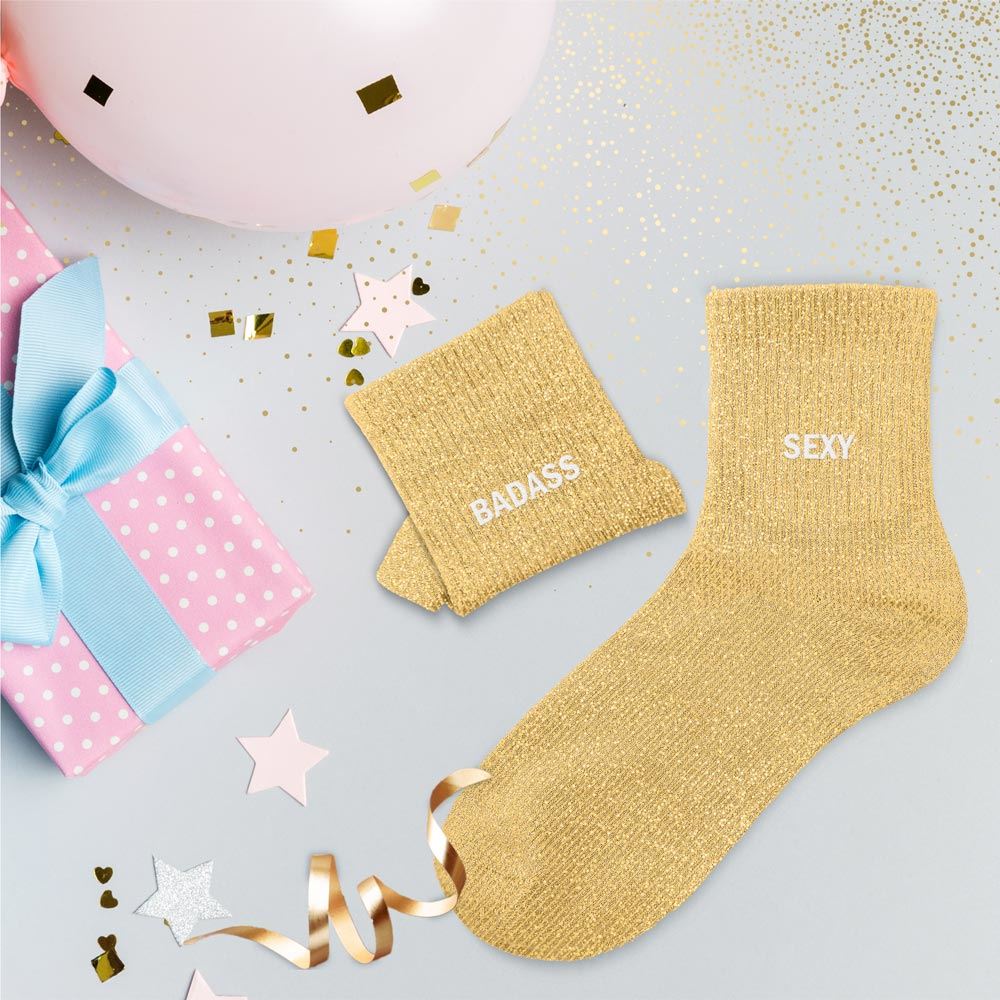 Chaussettes paillettes duo "BADASS SEXY"