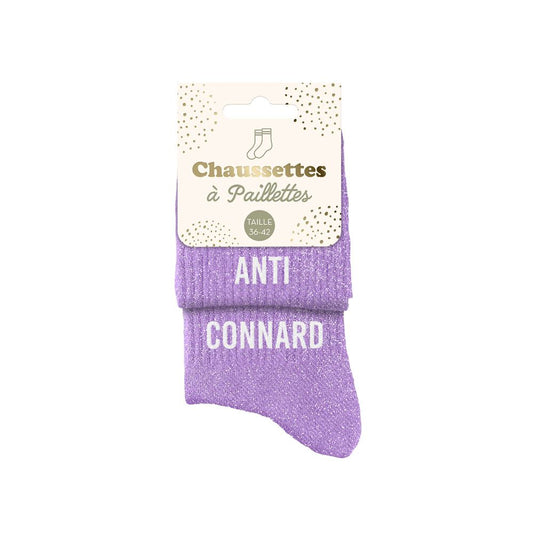 Chaussettes paillettes duo " ANTI CONNARD"