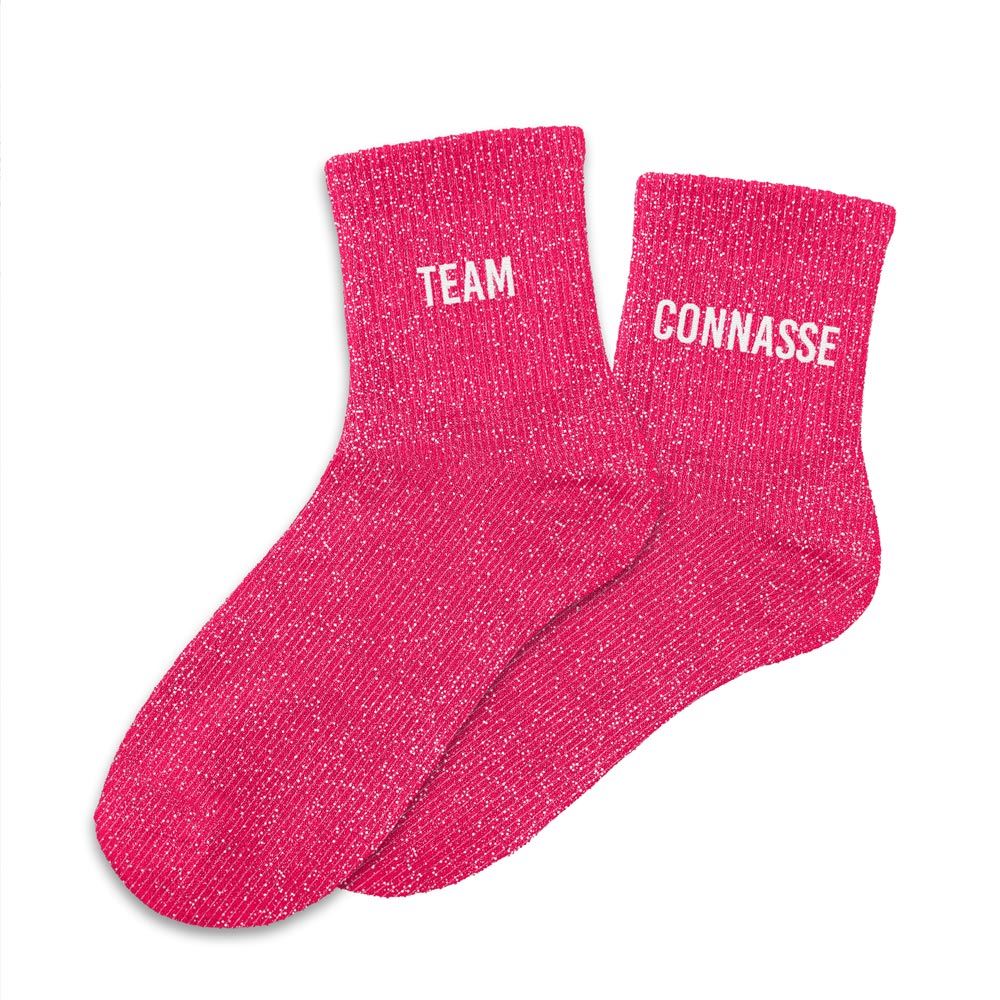 Chaussettes paillettes "duo team connasse"