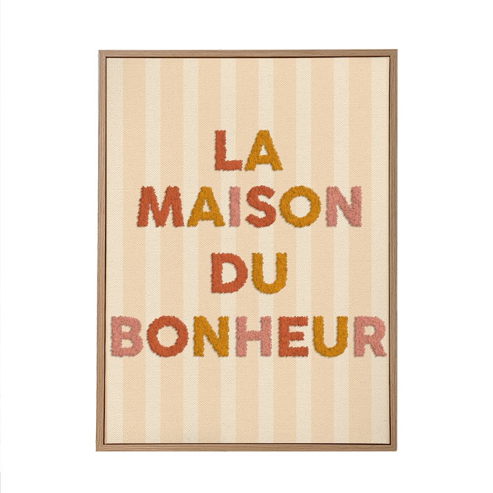 Toile tuftee "maison du bonheur" - 30x40 cm