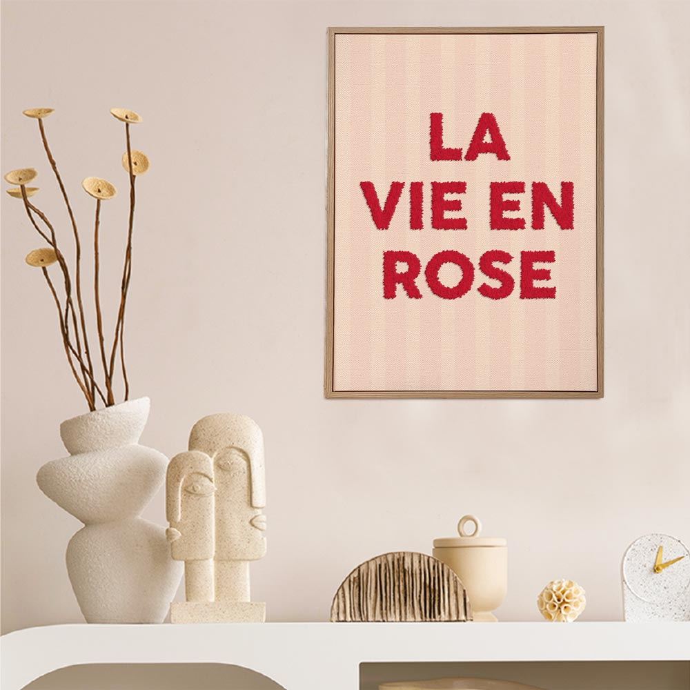 Toile tuftee "la vie en rose" - 30x40 cm