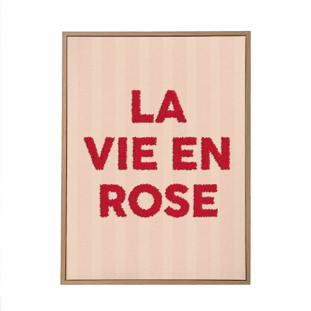 Toile tuftee "la vie en rose" - 30x40 cm