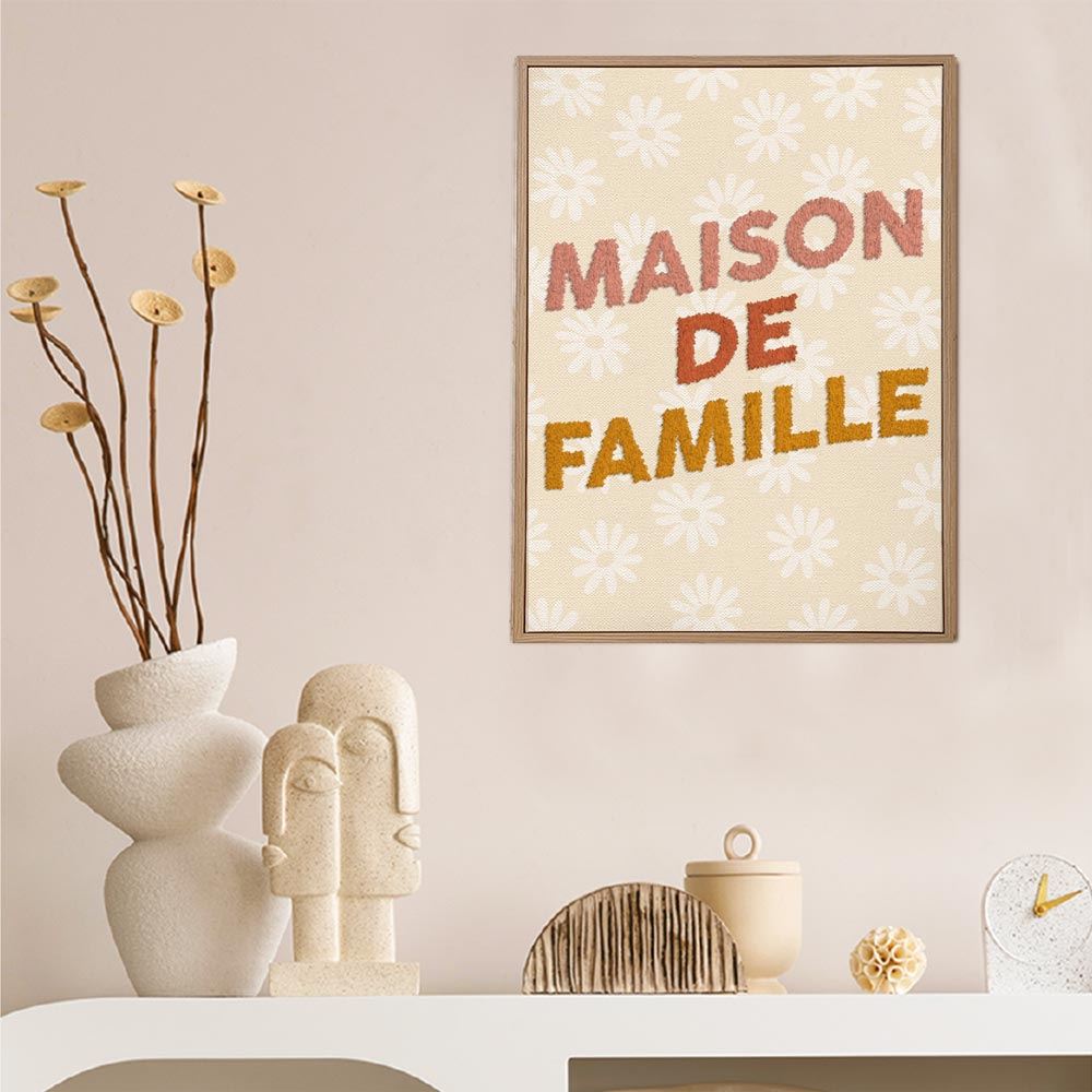 Toile tuftee "maison de famille" - 30x40 cm