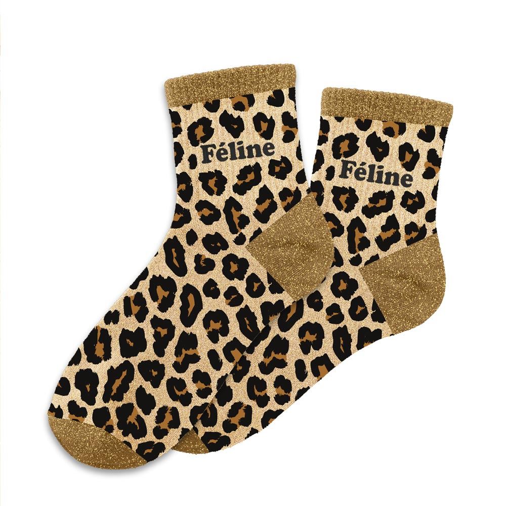 Chaussettes paillettes léopard "féline"