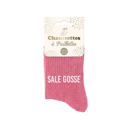 Chaussettes paillettes "SALE GOSSE"