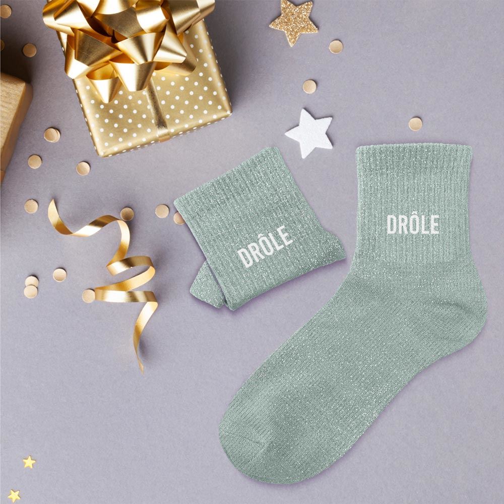 Chaussettes paillettes "DROLE"