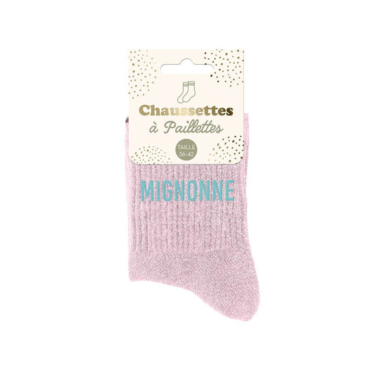 Chaussettes paillettes "MIGNONNE"