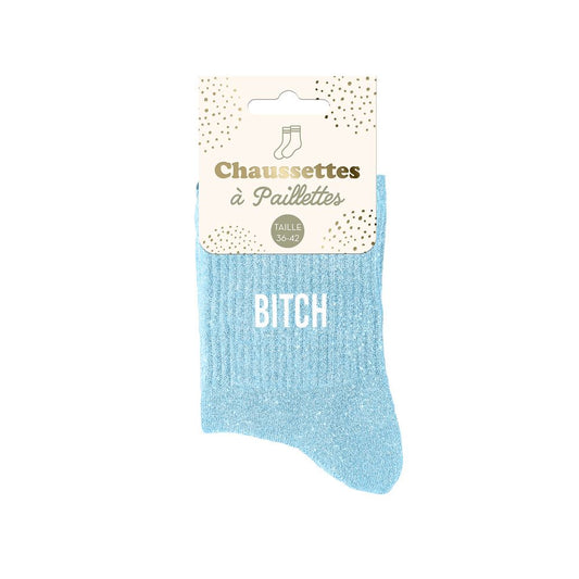 Chaussettes paillettes "BITCH"