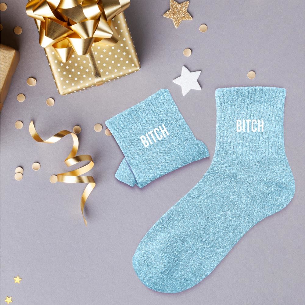 Chaussettes paillettes "BITCH"