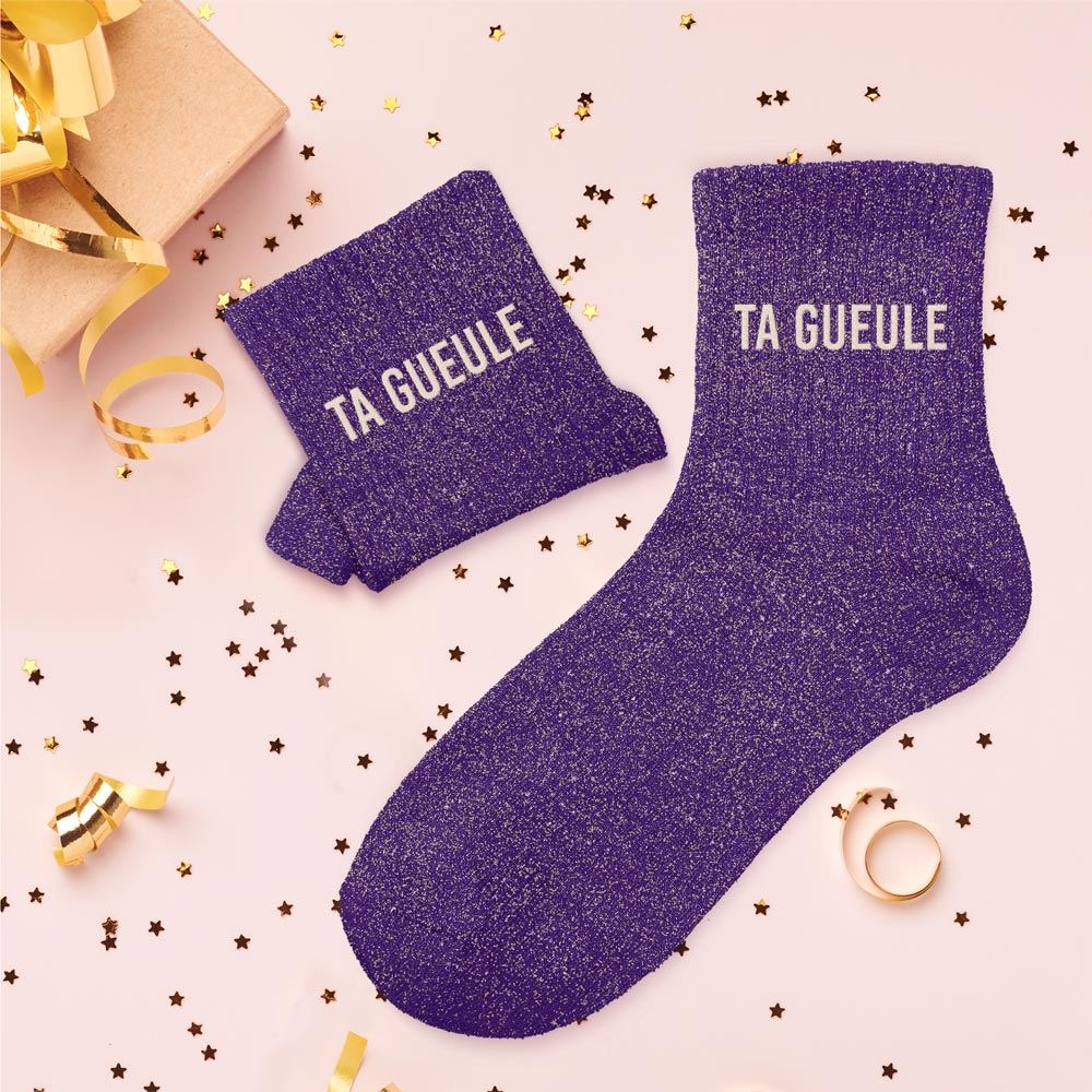 Chaussettes paillettes "TA GUEULE"