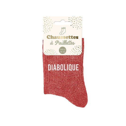 Chaussettes paillettes "DIABOLIQUE"