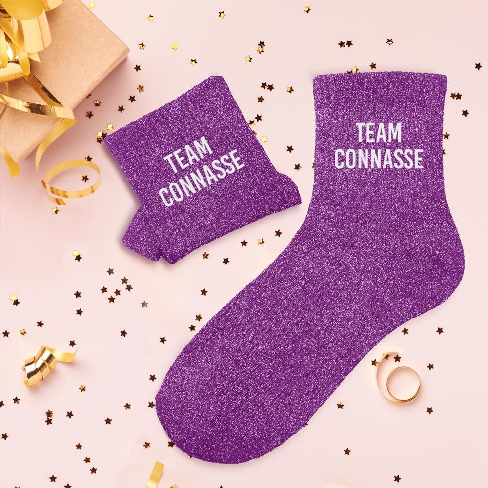 Chaussettes paillettes "TEAM CONNASSE"