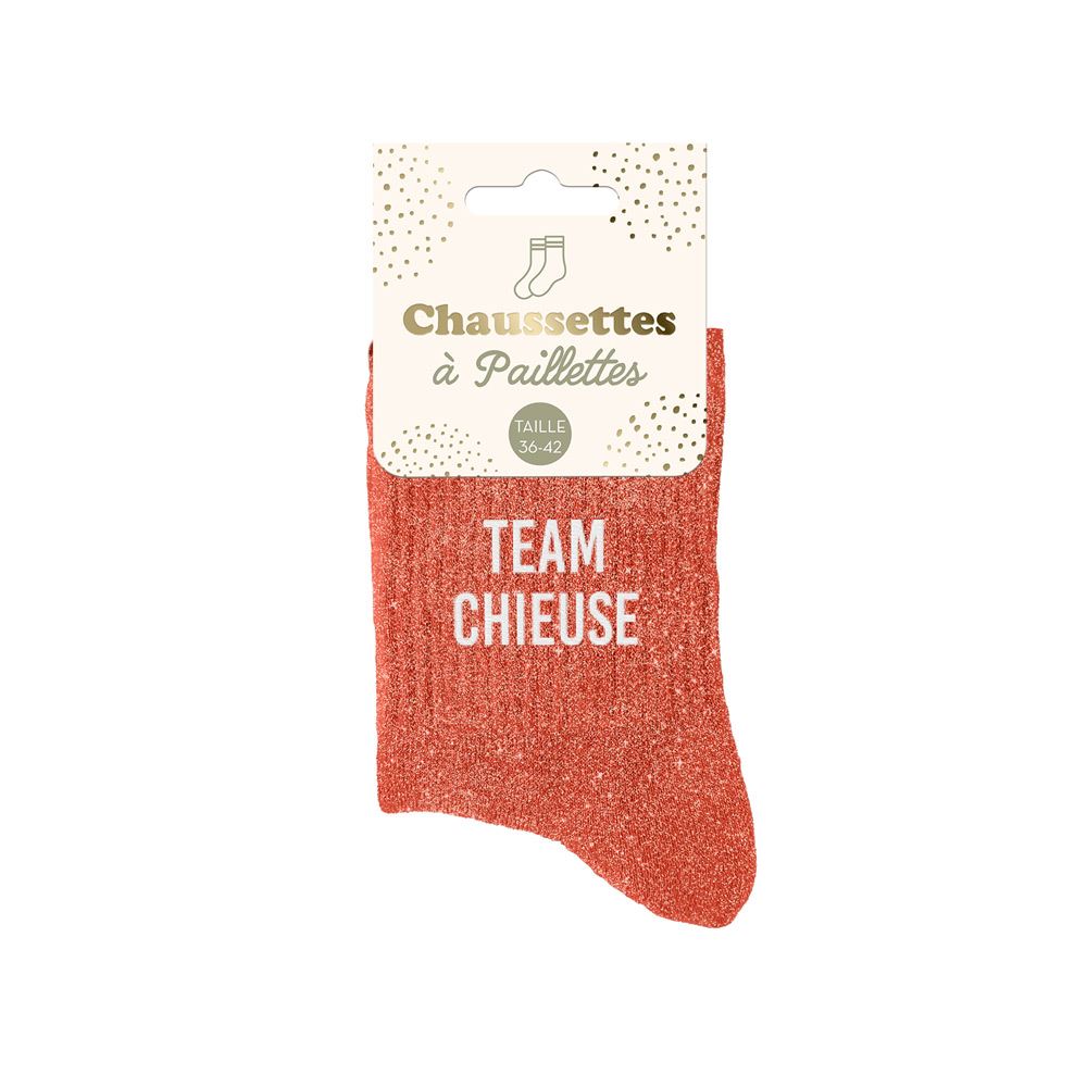 Chaussettes paillettes "TEAM CHIEUSE"