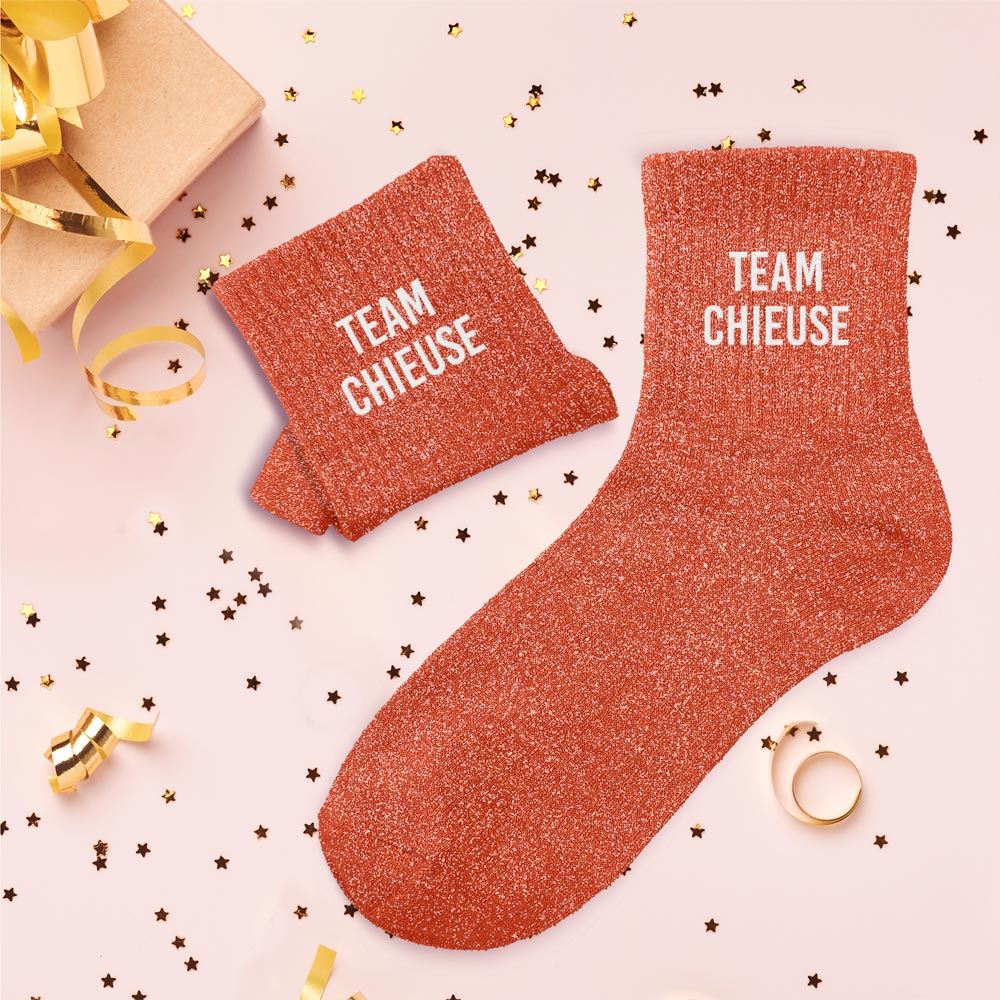 Chaussettes paillettes "TEAM CHIEUSE"