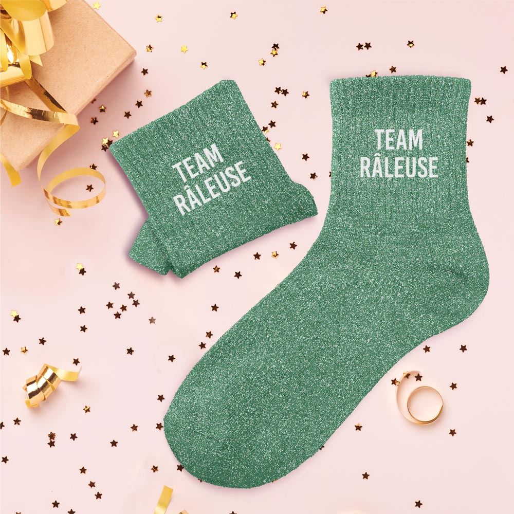 Chaussettes paillettes "TEAM RALEUSE"