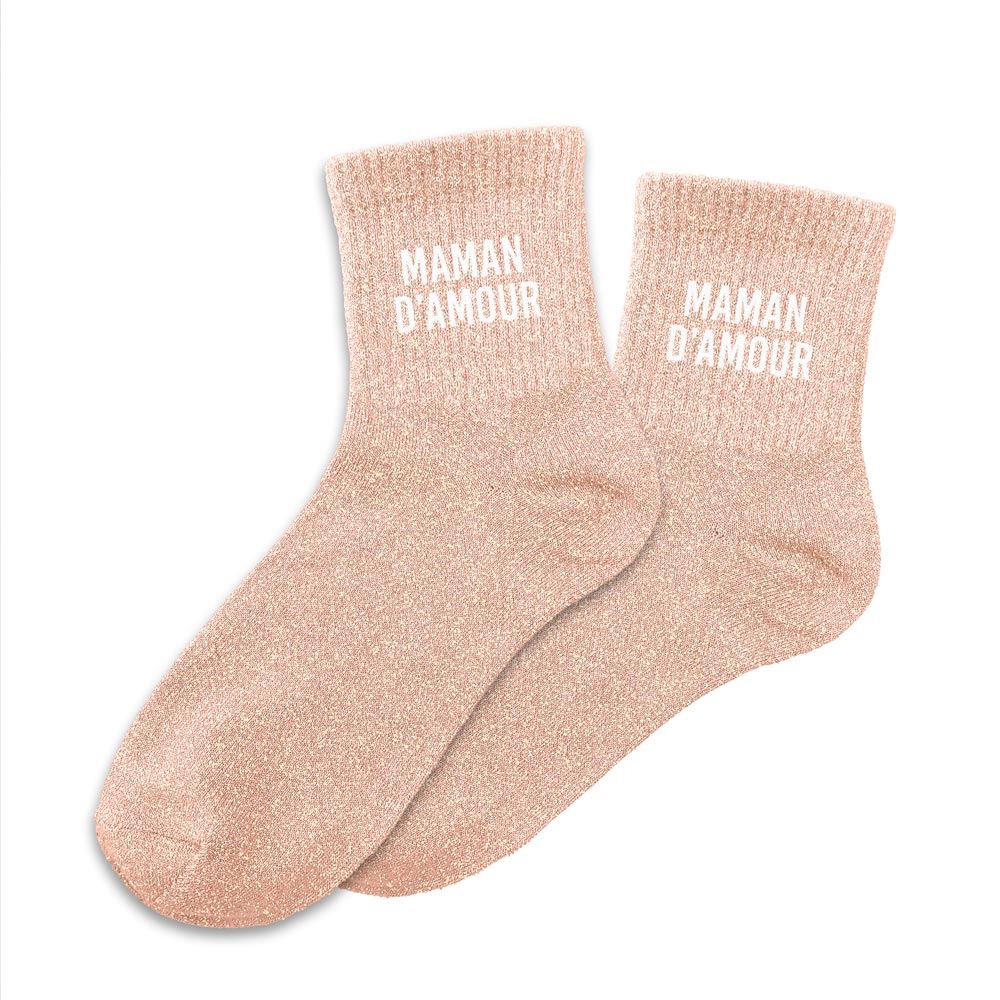 Chaussettes paillettes " MAMAN D'AMOUR"