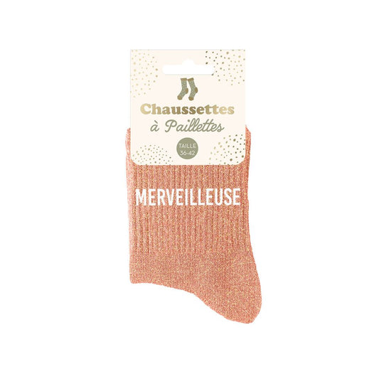 Chaussettes paillettes " MERVEILLEUSE"