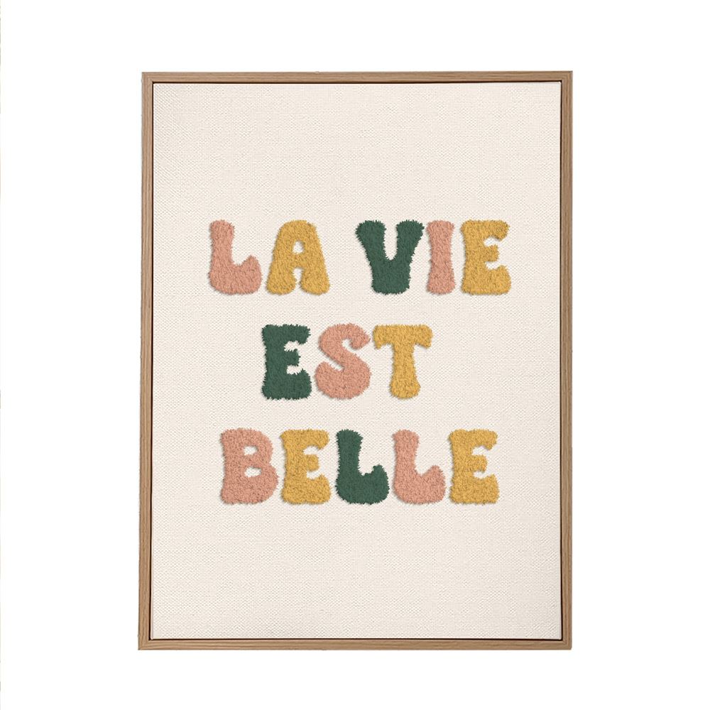 Toile tuftee "la vie est belle" - 30x40 cm