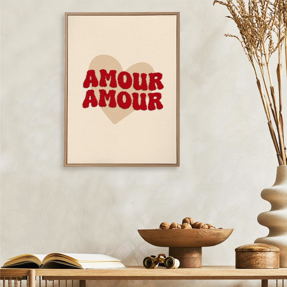 Toile tuftee "amour amour" - 30x40 cm