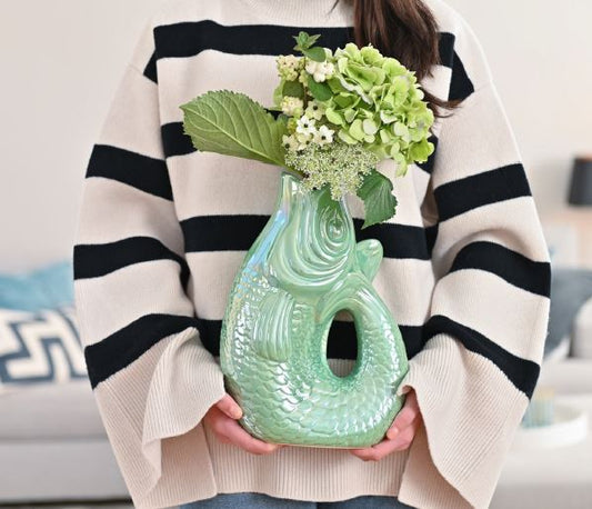 Vase poisson Monsieur Carafon, taille L, rainbow mint