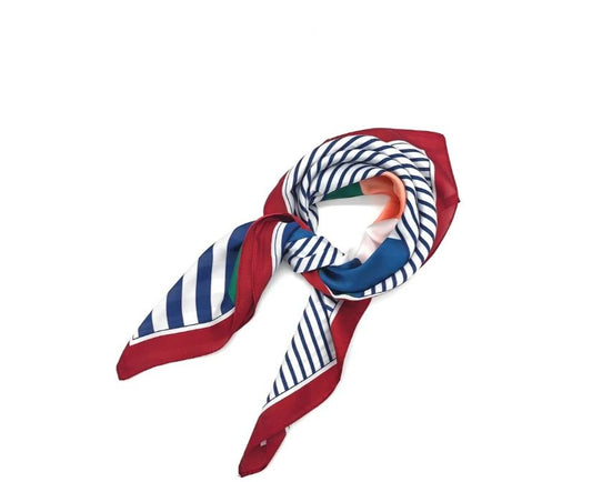 Foulard petit carré imprimé rayures, 70 X 70 cm