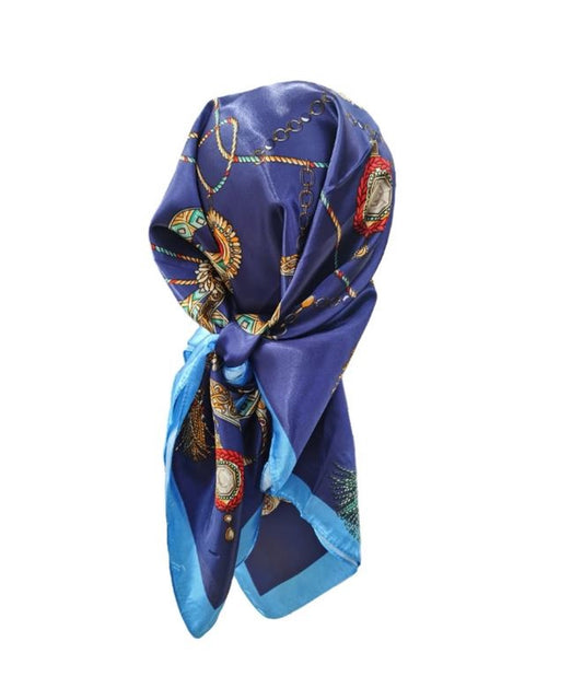Foulard carré imprimé satiné , 90 X 90 cm