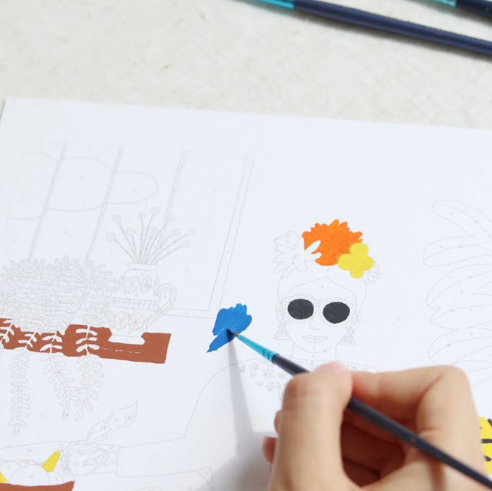 Coffret peinture au numéro - La fille aux chats par Guillaume Denaudhome