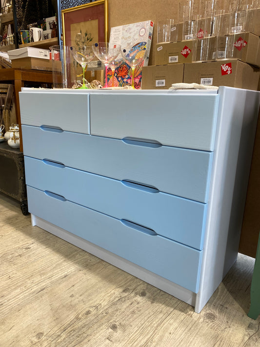 COMMODE 5 TIROIRS DIFFERENTS BLEUS