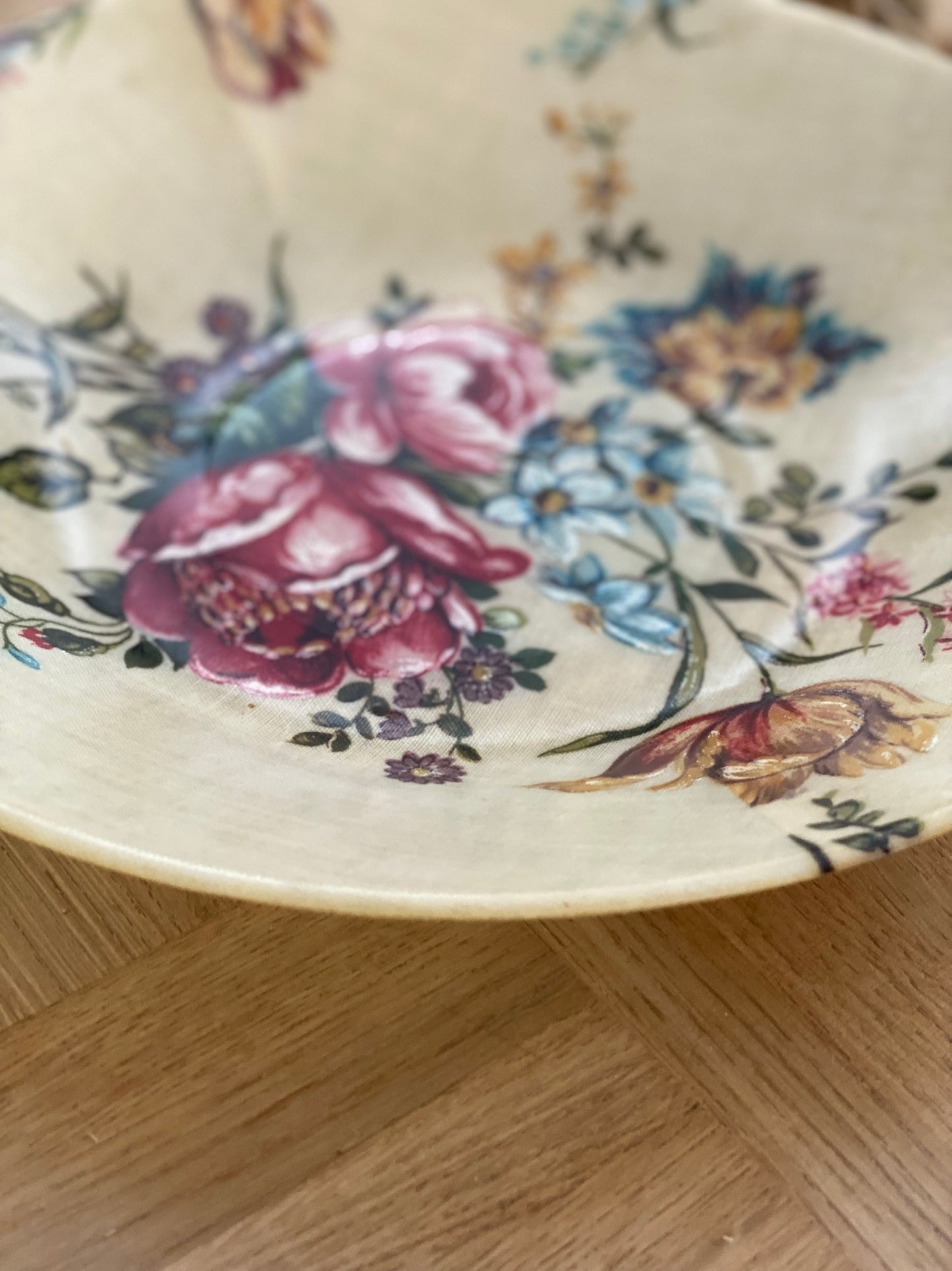 Saladier fleuri 1960 fibre de verre