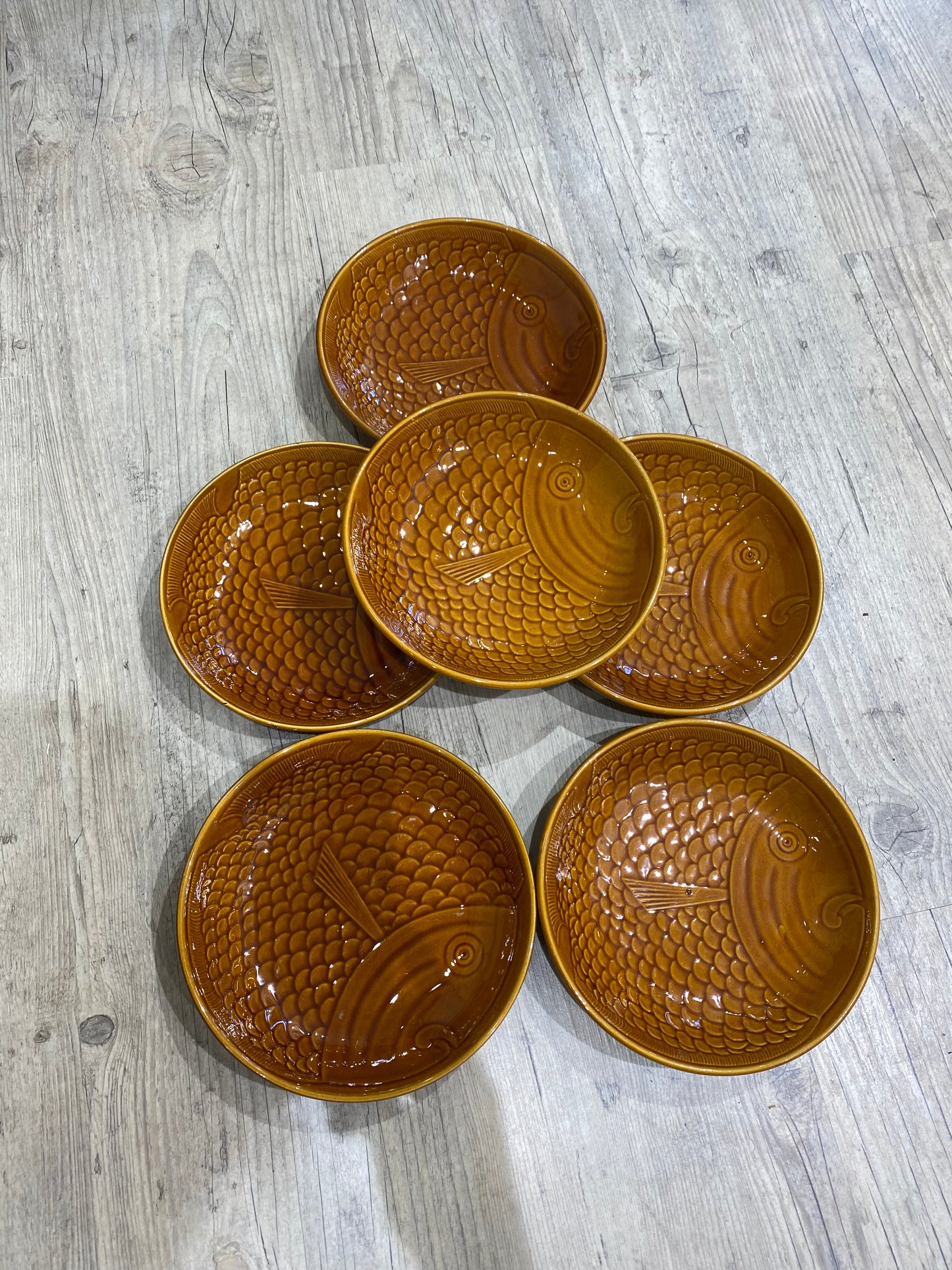 LOT DE 6 ASSIETTES CREUSES "POISSON"