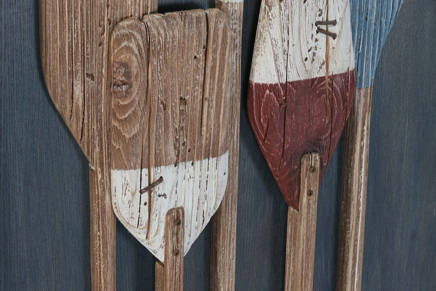 Grande décoration murale en bois recyclé "rames"