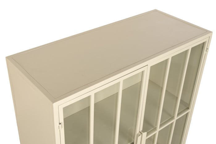 Commode Métal Verre Trempé 85x37x100 cm Crème Mat