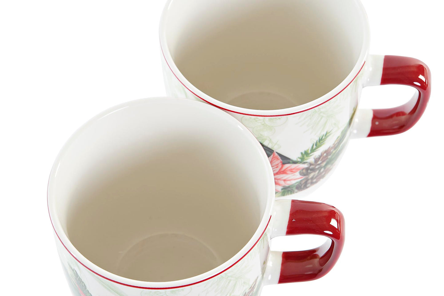 mug en PORCELAINE "poinsettia et rouge gorge"