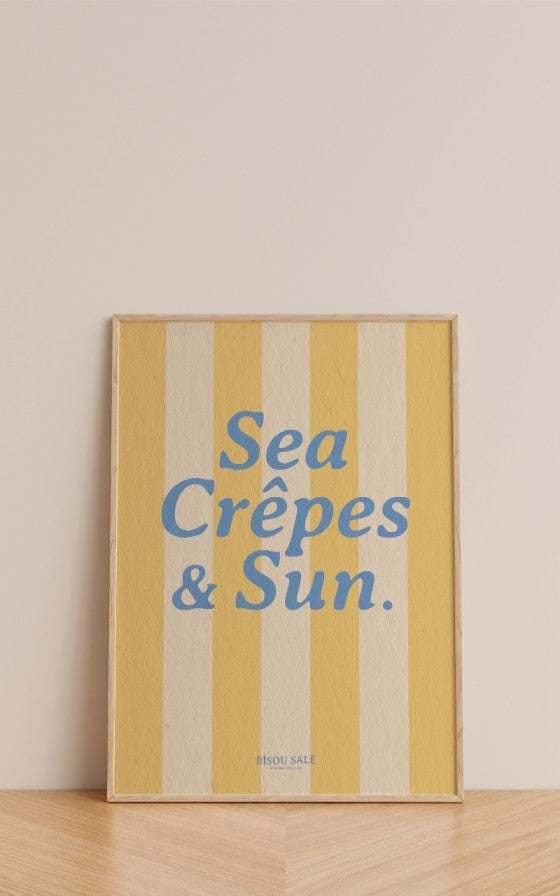 AFFICHE à rayures Sea crêpe and sun A3