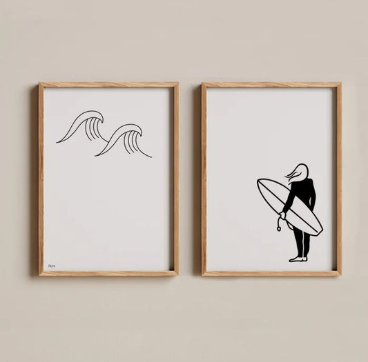 Duo d'affiches "le surf" A4 FERE Paris