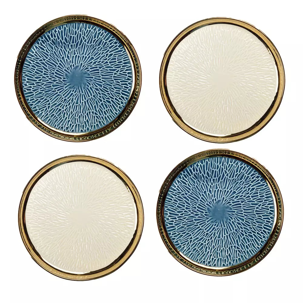 LOT DE 4 ASSIETTES A DESSERT AVEC BORD DORE