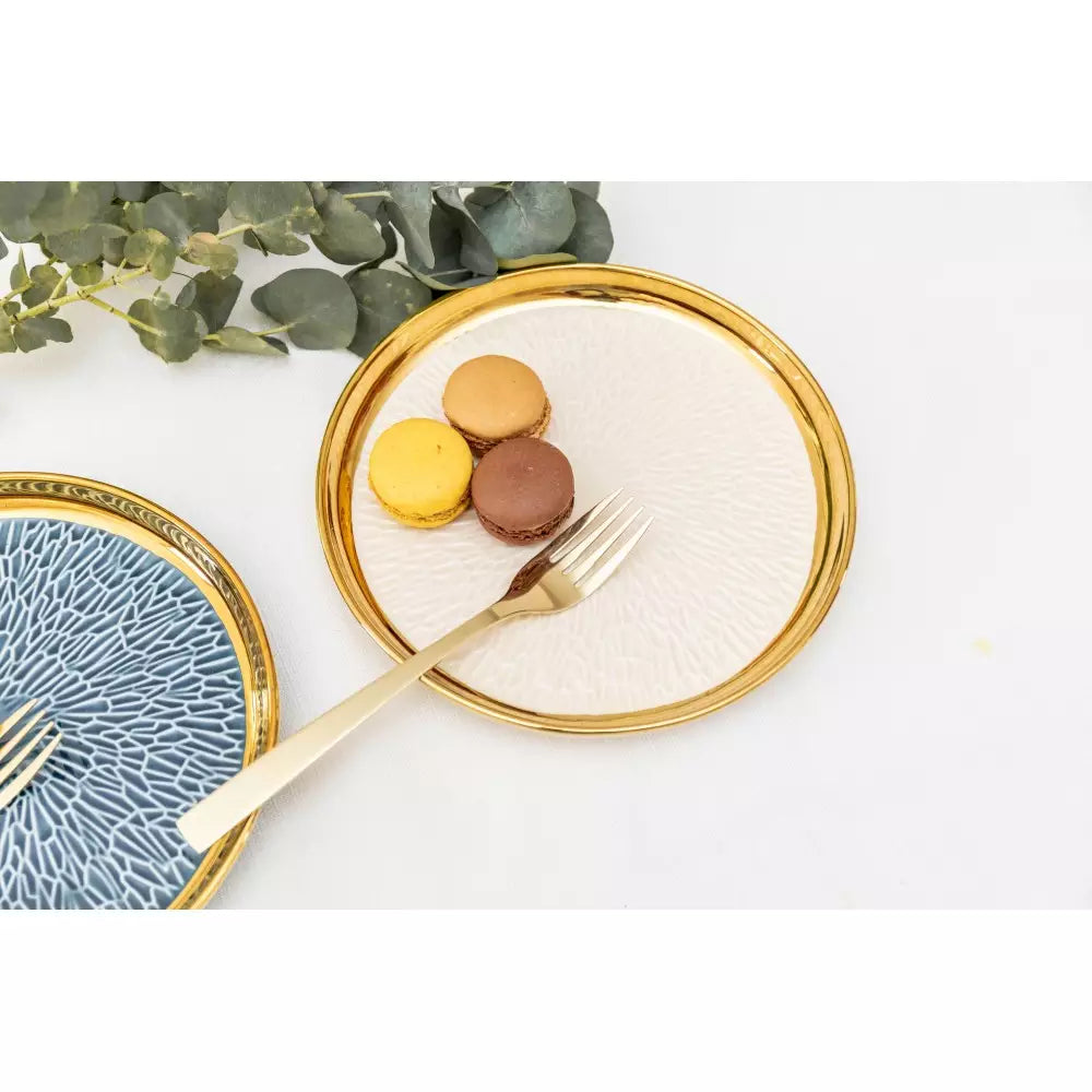 LOT DE 4 ASSIETTES A DESSERT AVEC BORD DORE