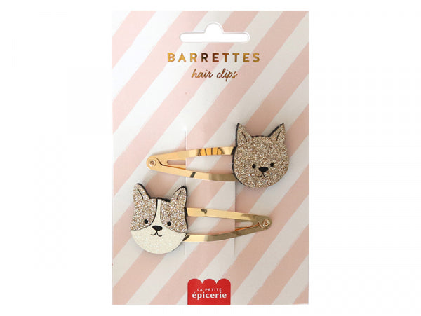 2 Barrettes cheveux - Chien et chat