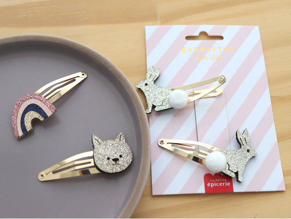 2 Barrettes cheveux - Lapins