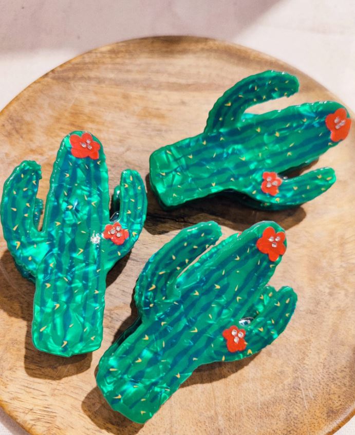 pince à cheveux résine cactus