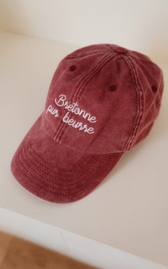 Casquette vintage brodée Bretonne pur beurre rouge