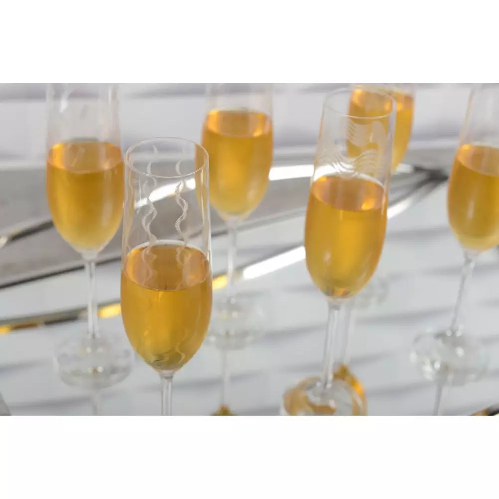 SET DE 6 FLUTES A CHAMPAGNE 'gravés' TEMPO