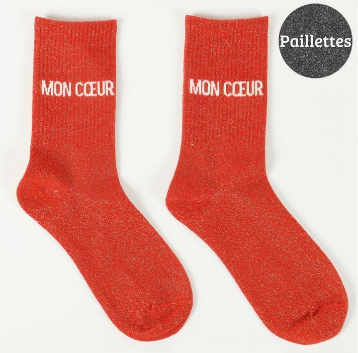 Chaussettes à paillettes MON CŒUR