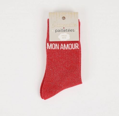 Chaussettes à paillettes MON CŒUR