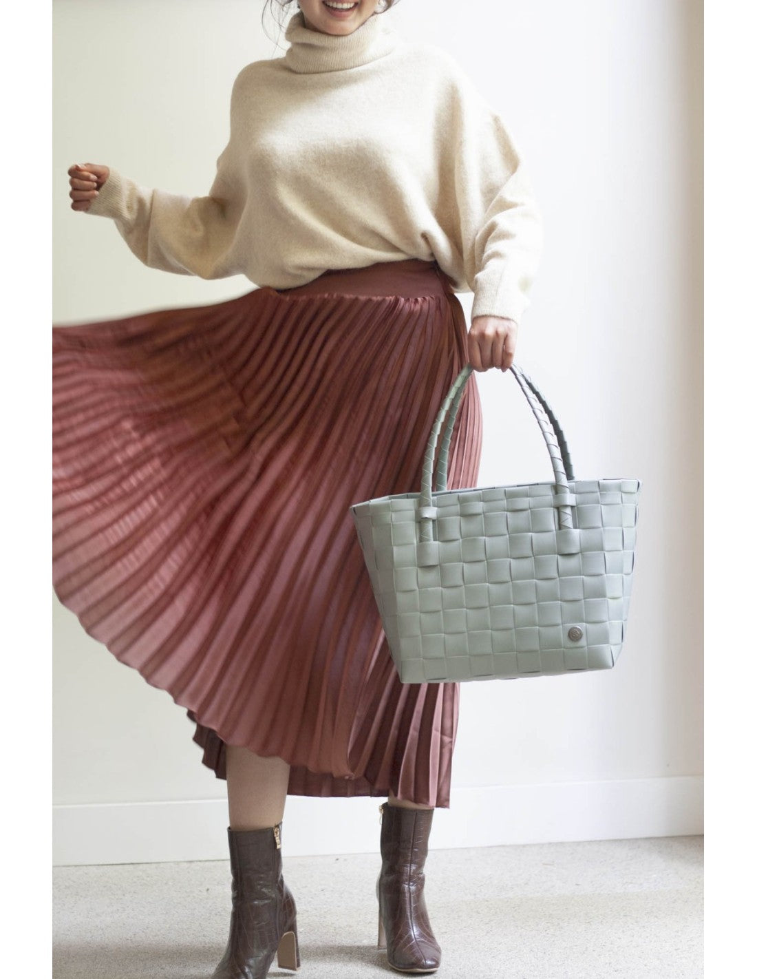 Panier shopper 'PARIS' d'HANDED BY - Coloris sage green