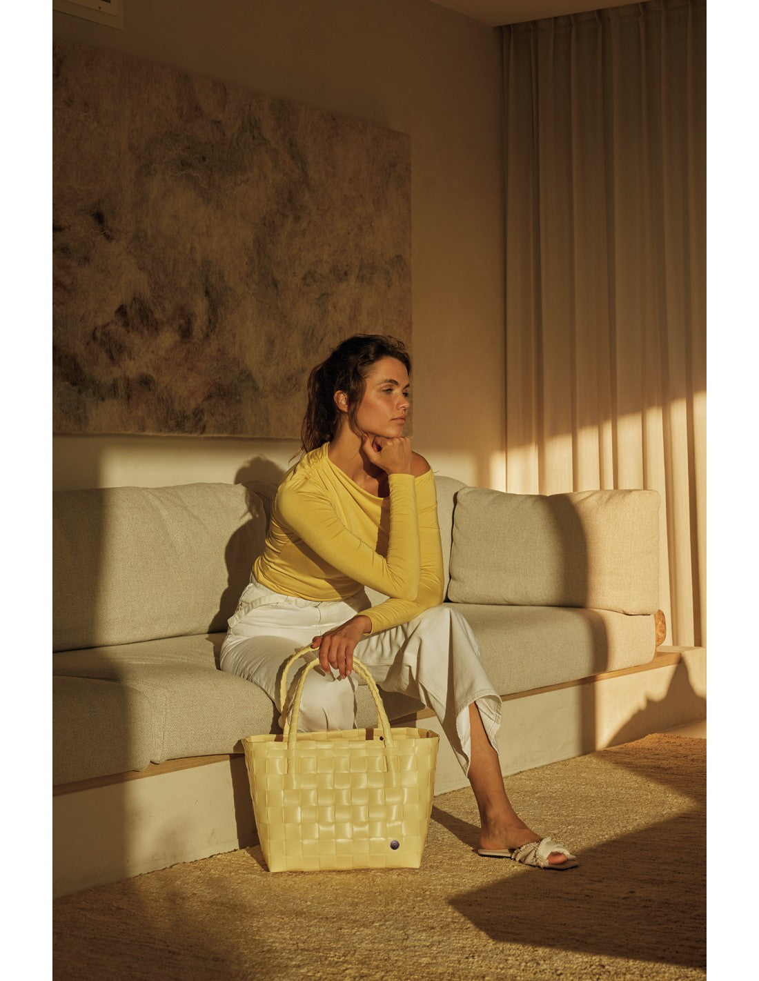 Panier shopper 'PARIS' d'HANDED BY - Coloris vanilla yellow